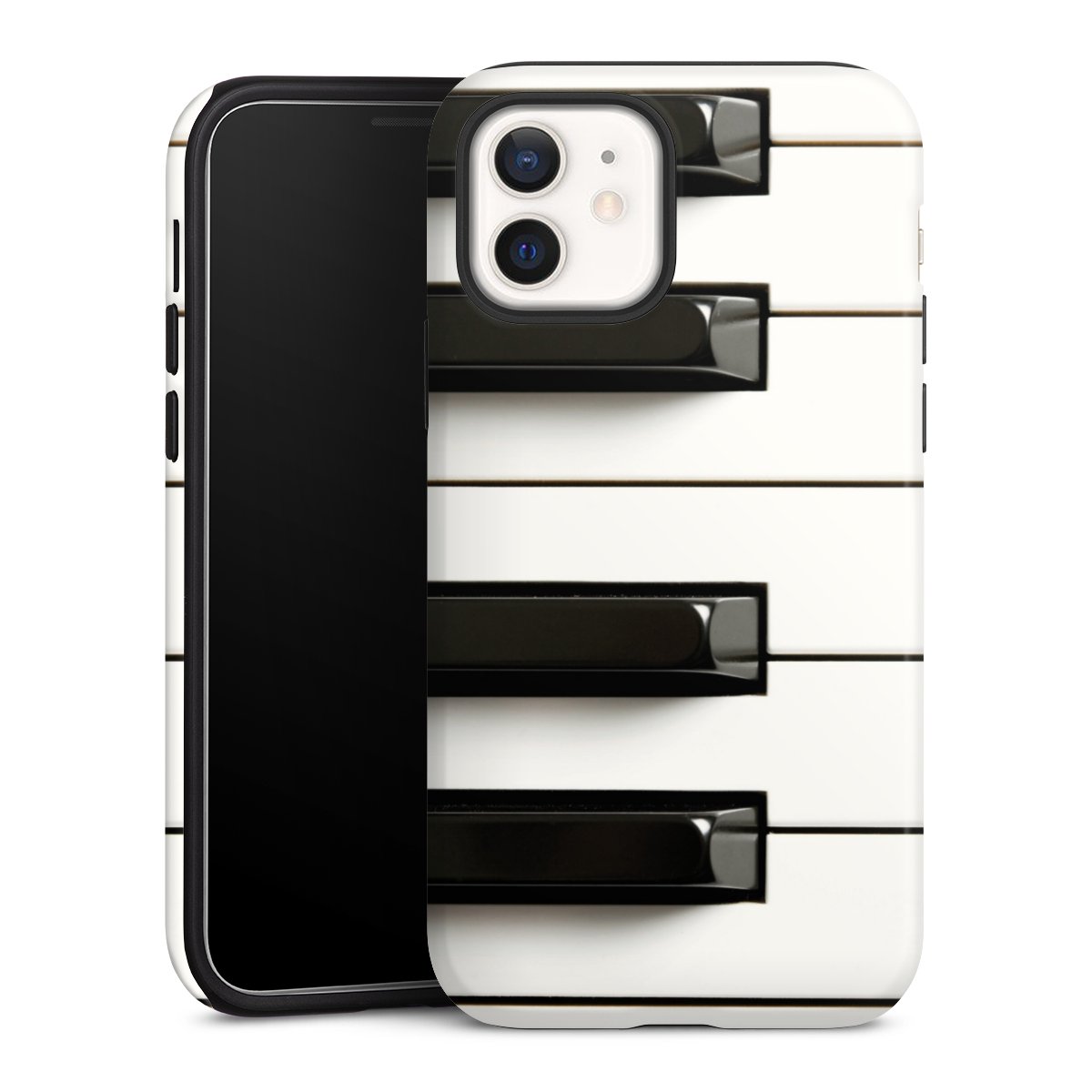 iPhone 12 mini Handy Panzer Handyhülle robuste Outdoor Hülle Schutzhülle glänzend Klavier Piano Music Tough Case