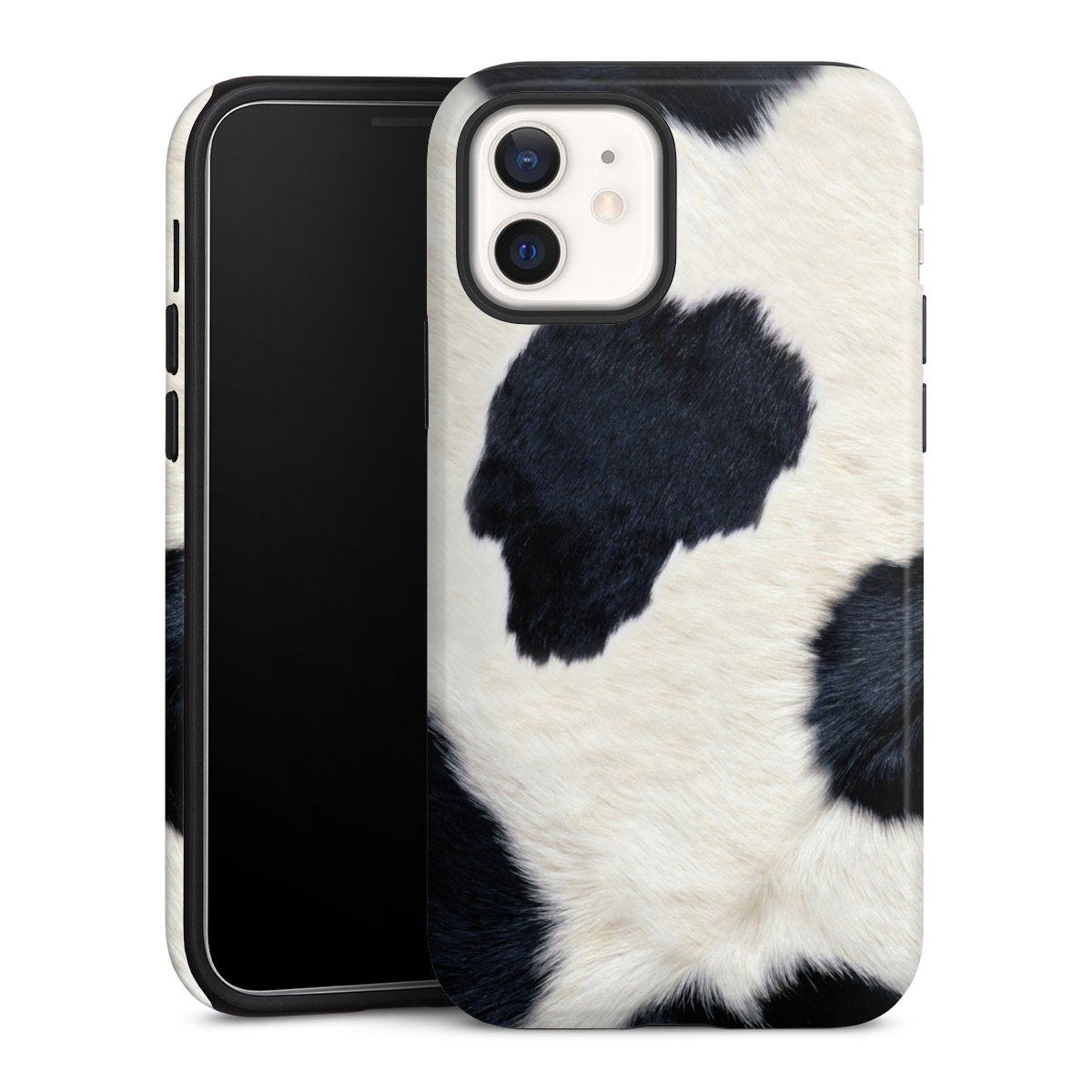 iPhone 12 mini Handy Panzer Handyhülle robuste Outdoor Hülle Schutzhülle glänzend Animal Look Animal Print Cow Skin Tough Case