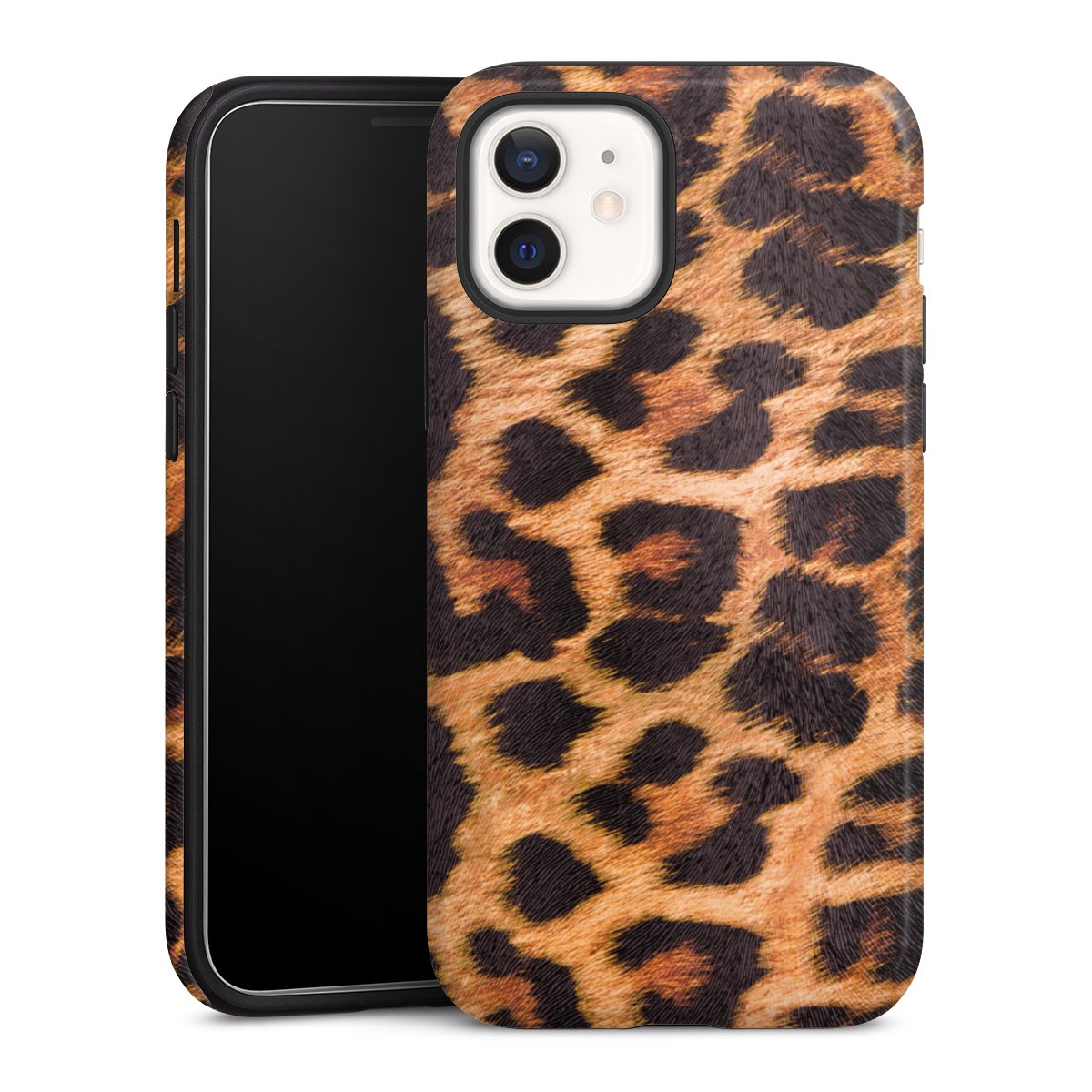 iPhone 12 mini Handy Panzer Handyhülle robuste Outdoor Hülle Schutzhülle glänzend Animal Print Leopard Fur Tough Case