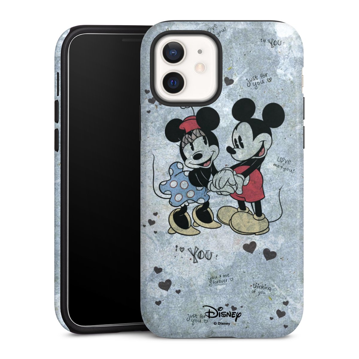 iPhone 12 mini Handy Panzer Handyhülle robuste Outdoor Hülle Schutzhülle glänzend Mickey & Minnie Mouse Vintage Disney Tough Case