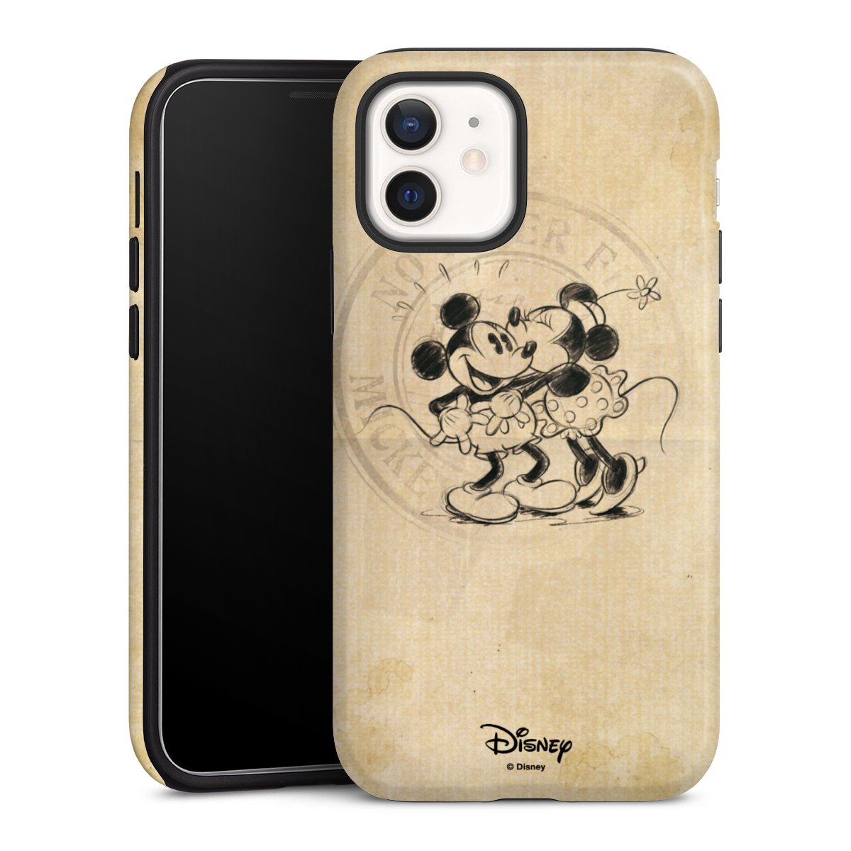 iPhone 12 mini Handy Panzer Handyhülle robuste Outdoor Hülle Schutzhülle glänzend Mickey Mouse Vintage Minnie Mouse Tough Case