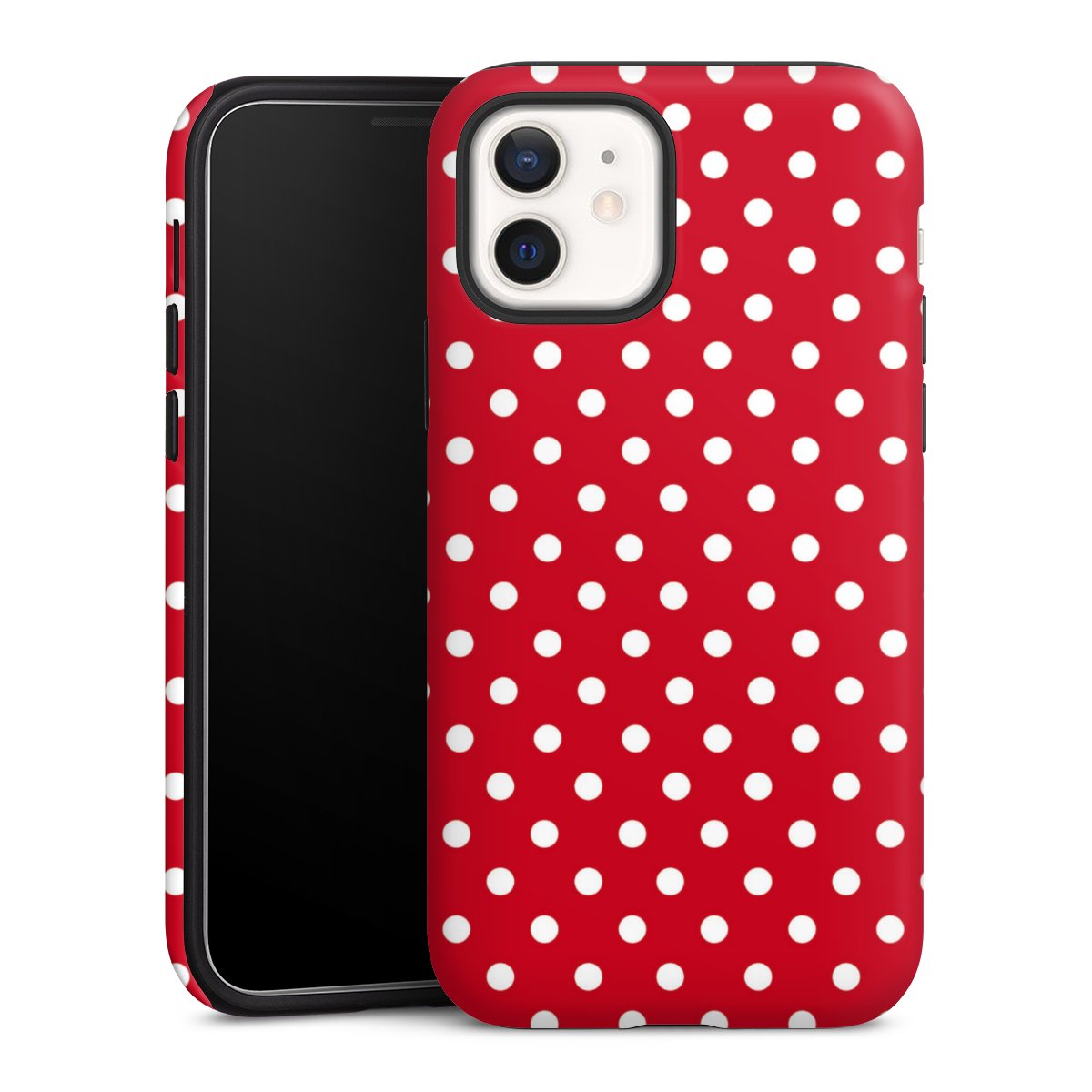 iPhone 12 mini Handy Panzer Handyhülle robuste Outdoor Hülle Schutzhülle matt Points Polka Dots Retro Tough Case