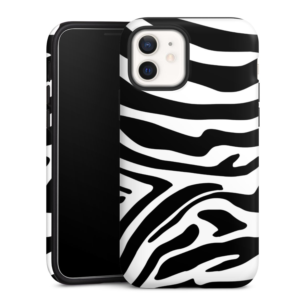 iPhone 12 mini Handy Panzer Handyhülle robuste Outdoor Hülle Schutzhülle matt Zebra Animal Look Animal Print Tough Case