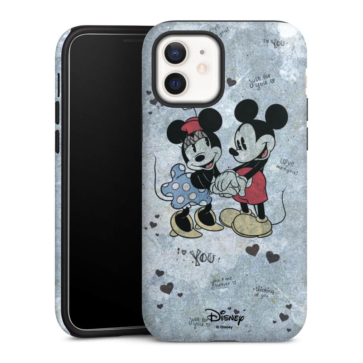 iPhone 12 mini Handy Panzer Handyhülle robuste Outdoor Hülle Schutzhülle matt Mickey & Minnie Mouse Vintage Disney Tough Case