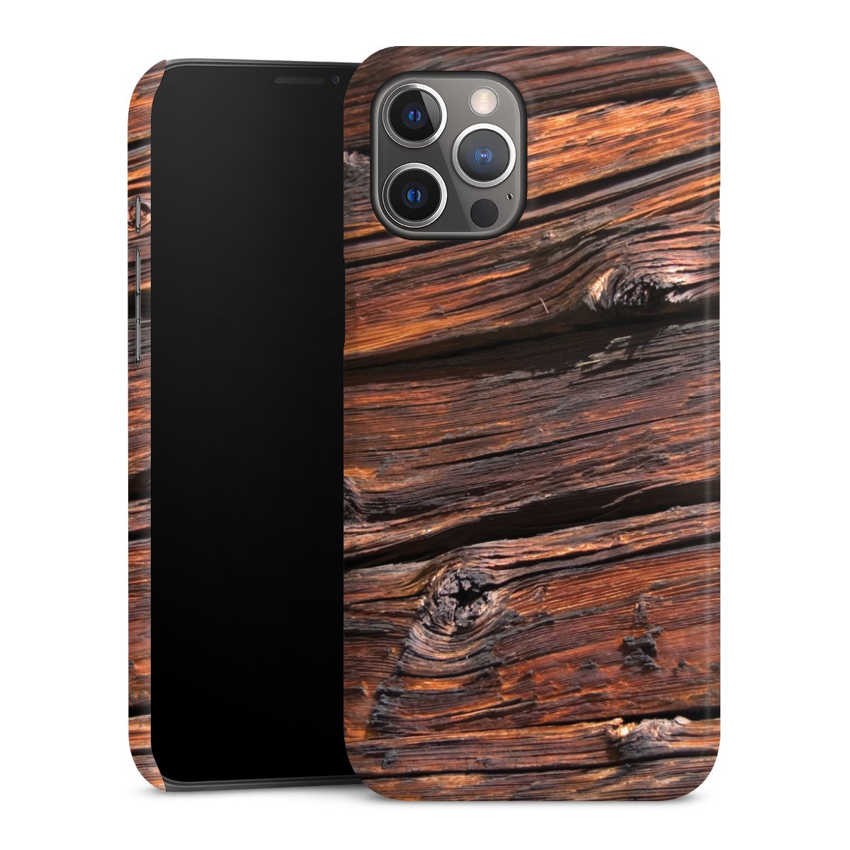 iPhone 12 Pro Max Handy Premium Case Smartphone Handyhülle Schutzhülle glänzend Beams Wooden Look Wood Premium Case