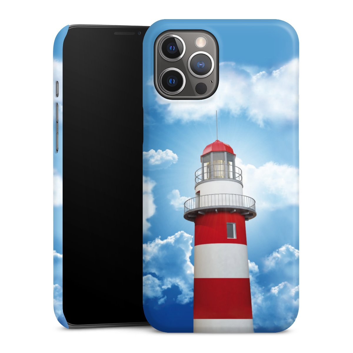 iPhone 12 Pro Max Handy Premium Case Smartphone Handyhülle Schutzhülle glänzend Lighthouse Sky Cloud Premium Case