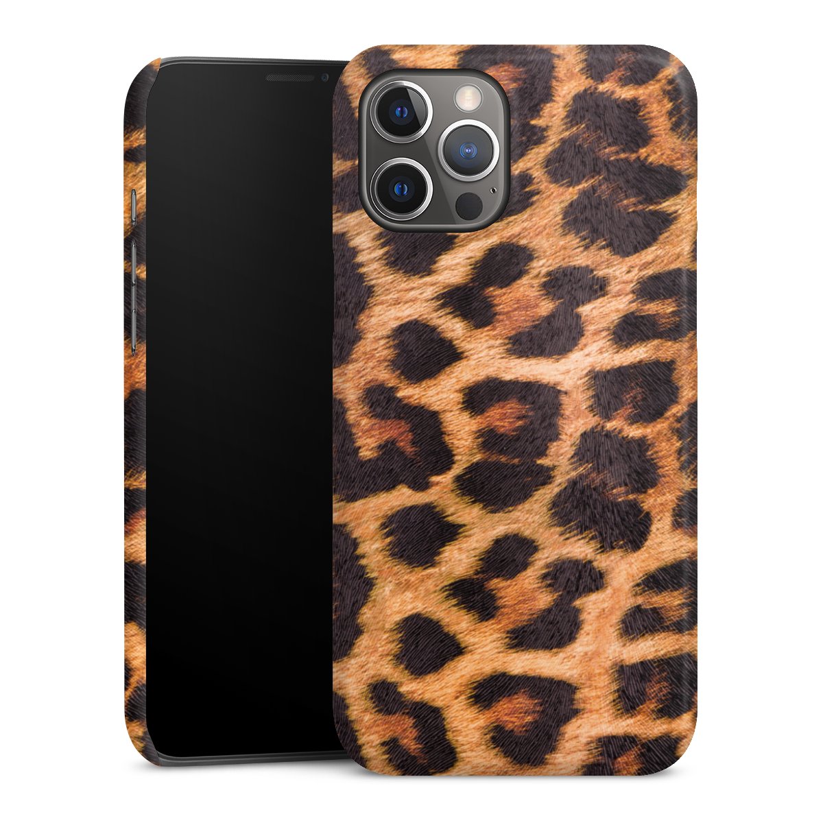 iPhone 12 Pro Max Handy Premium Case Smartphone Handyhülle Schutzhülle glänzend Animal Print Leopard Fur Premium Case