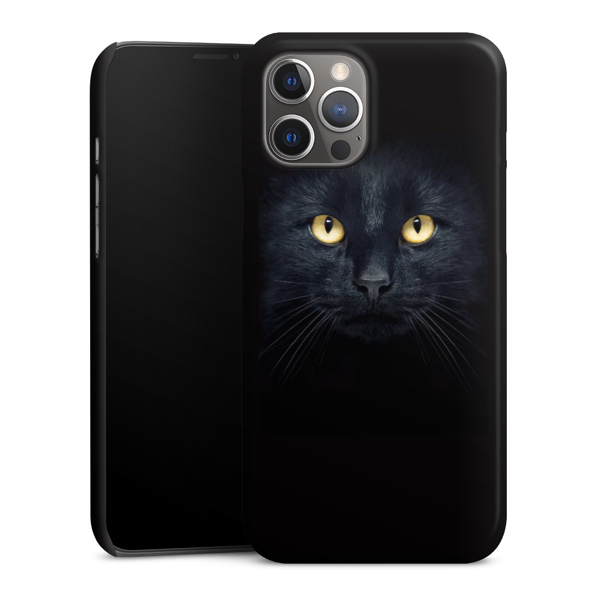 iPhone 12 Pro Max Handy Premium Case Smartphone Handyhülle Schutzhülle glänzend Eye Cat Black Premium Case