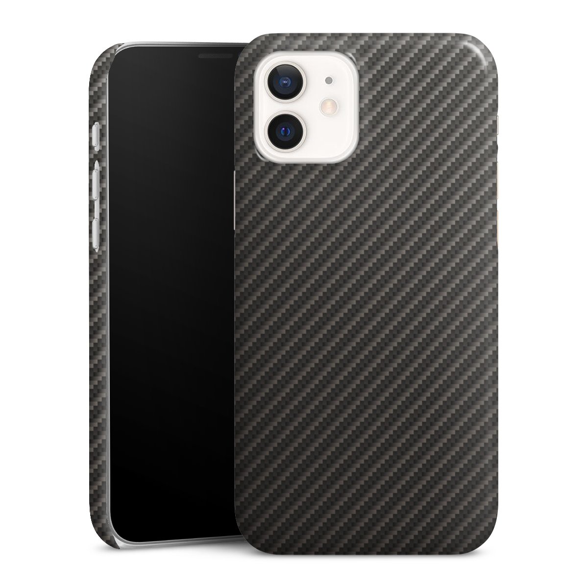 iPhone 12 Handy Premium Case Smartphone Handyhülle Schutzhülle glänzend Metallic Look Carbon Muster Premium Case