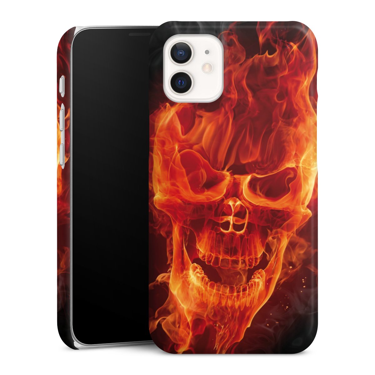 iPhone 12 mini Handy Premium Case Smartphone Handyhülle Schutzhülle glänzend Totenkopf Skull Fire Premium Case