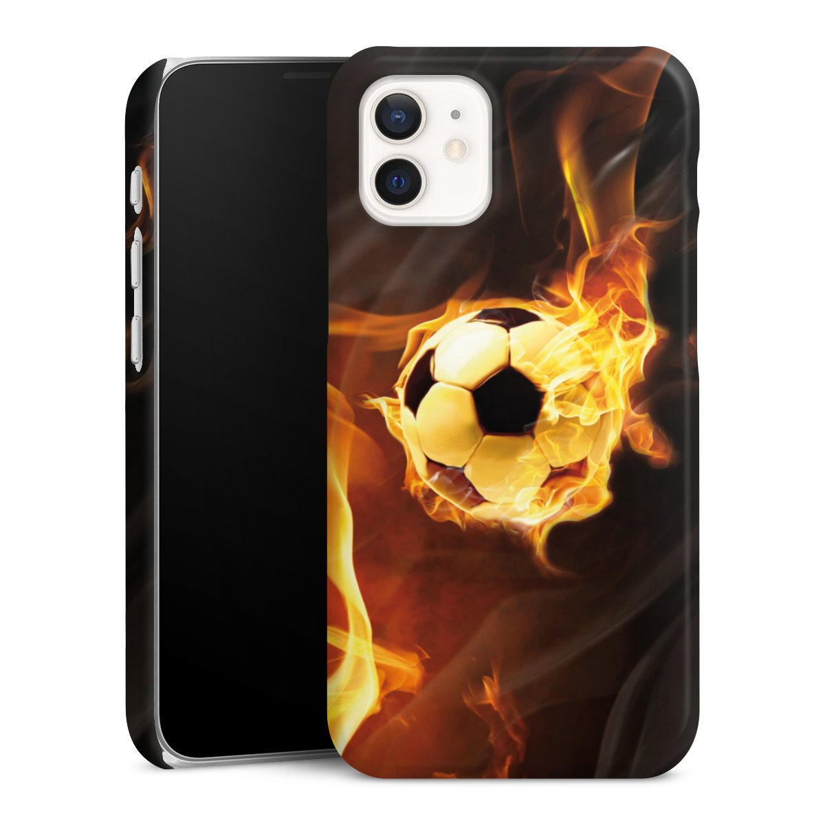 iPhone 12 mini Handy Premium Case Smartphone Handyhülle Schutzhülle glänzend Ball Fire Soccer Premium Case