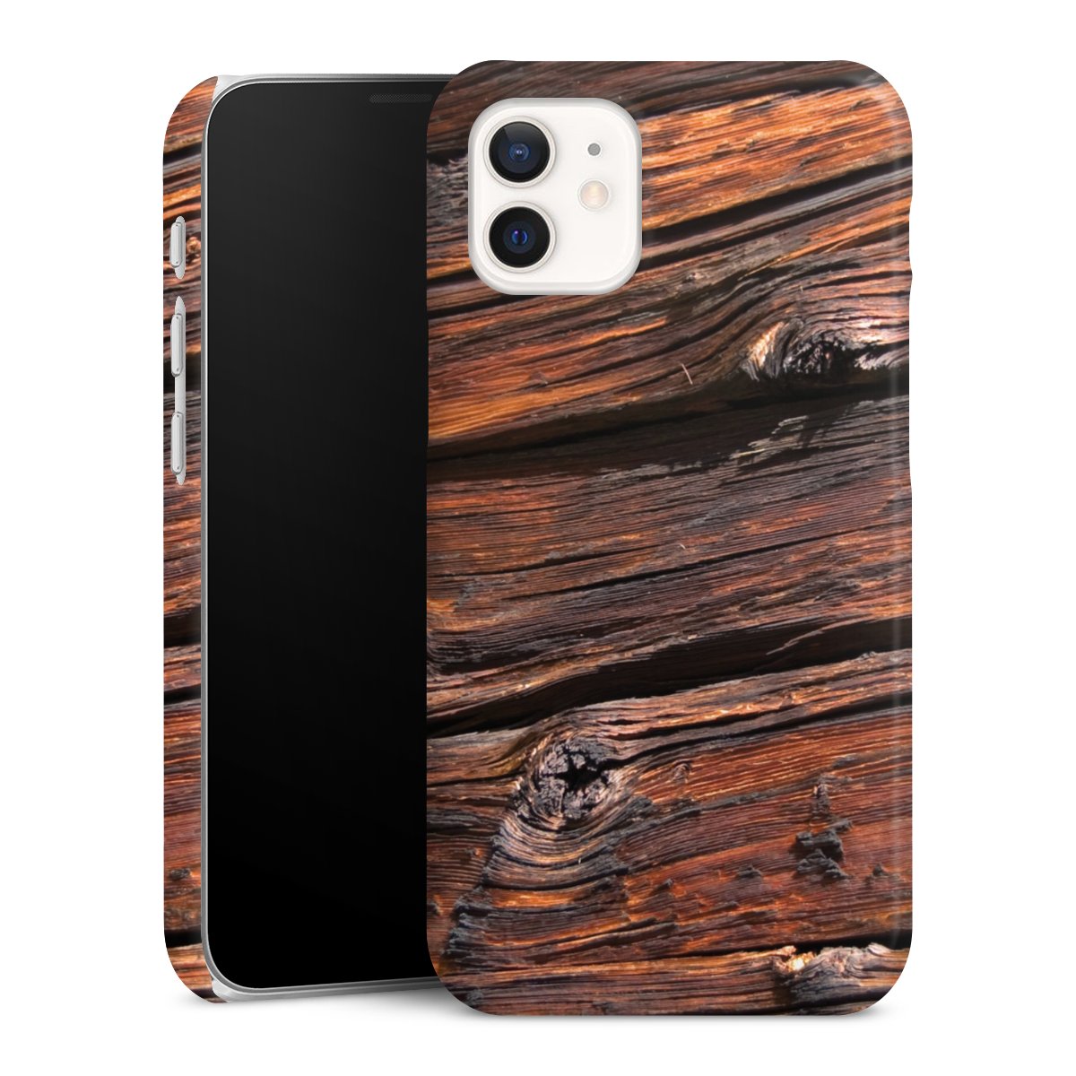 iPhone 12 mini Handy Premium Case Smartphone Handyhülle Schutzhülle glänzend Beams Wooden Look Wood Premium Case