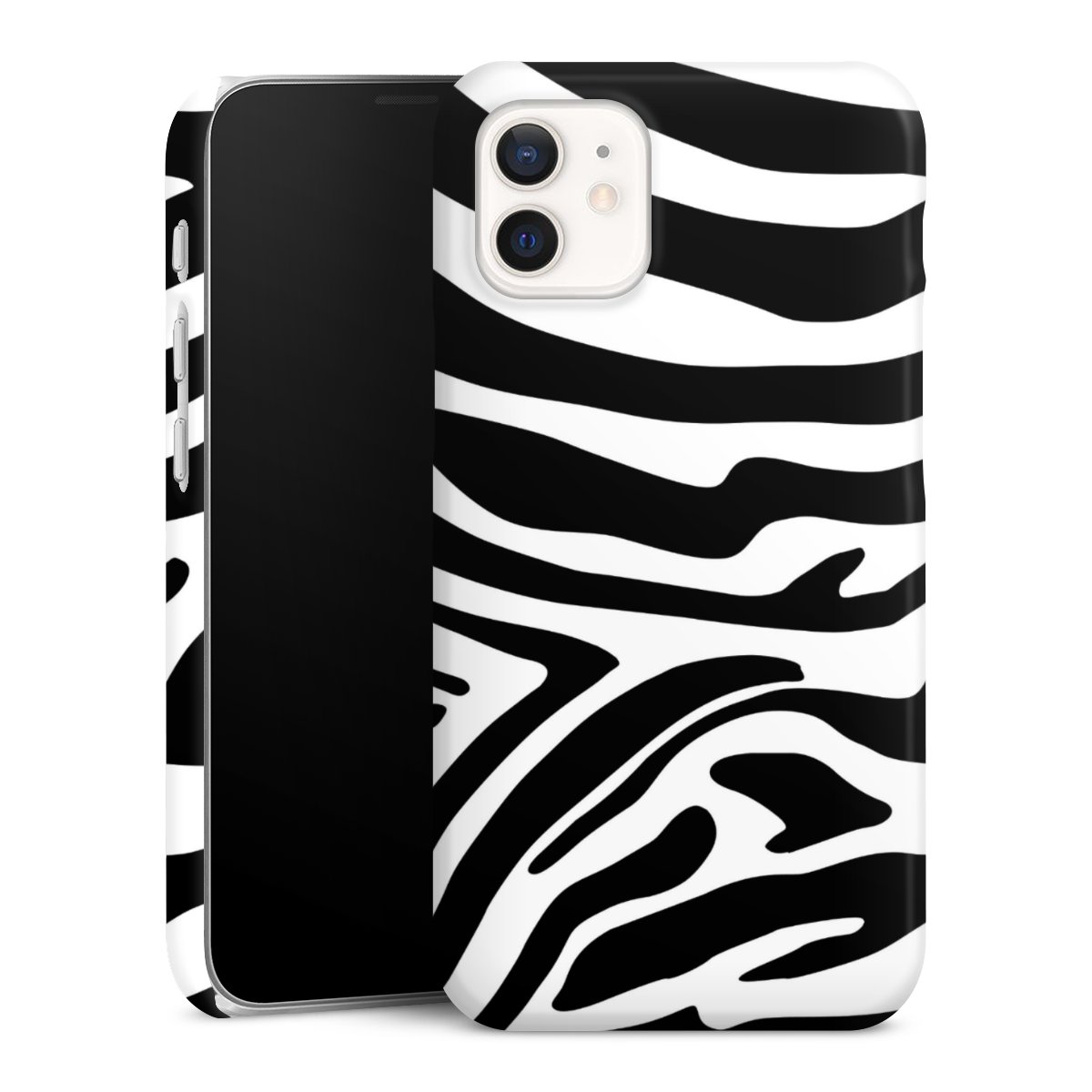 iPhone 12 mini Handy Premium Case Smartphone Handyhülle Schutzhülle glänzend Zebra Animal Look Animal Print Premium Case