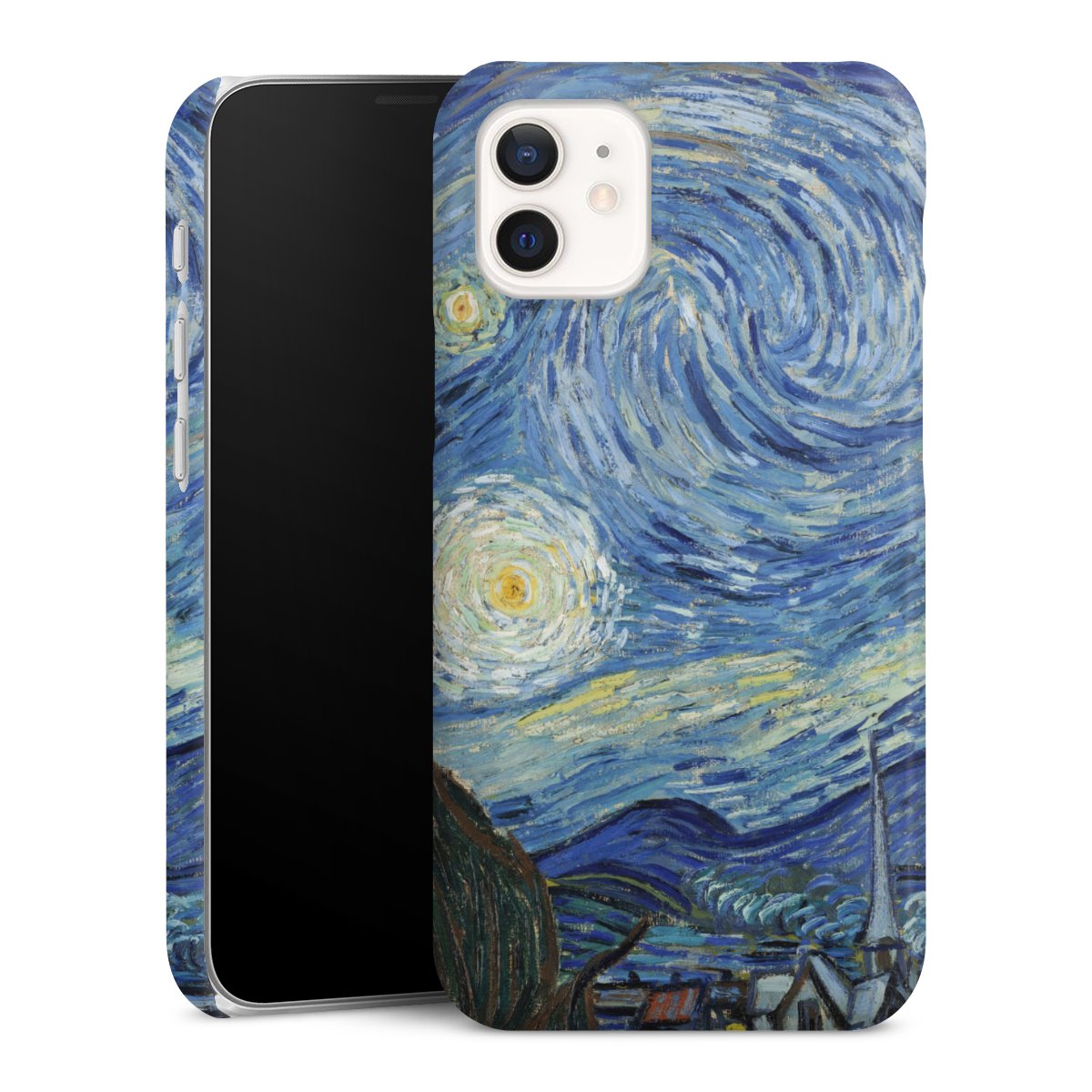 iPhone 12 mini Handy Premium Case Smartphone Handyhülle Schutzhülle glänzend The Starry Night Kunst Vincent Van Gogh Premium Case