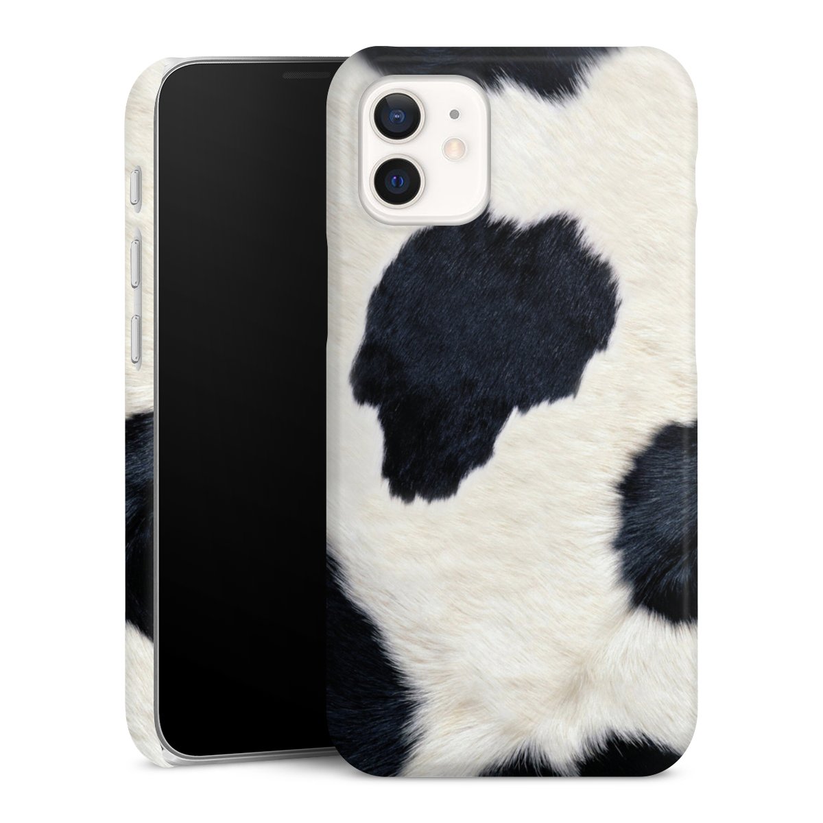 iPhone 12 mini Handy Premium Case Smartphone Handyhülle Schutzhülle glänzend Animal Look Animal Print Cow Skin Premium Case