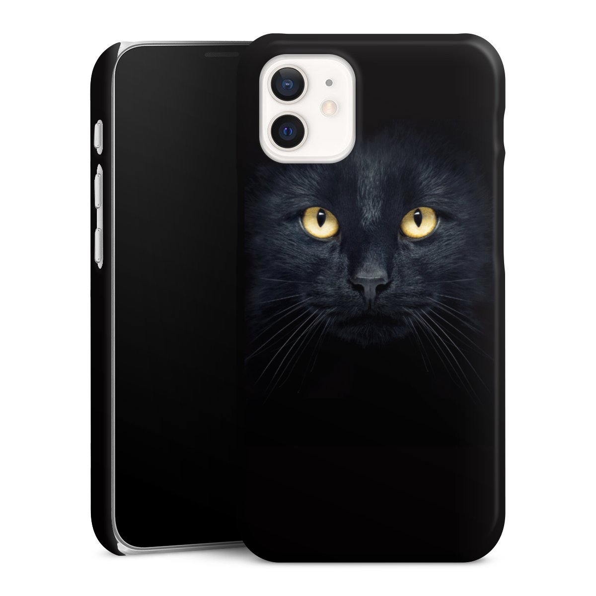 iPhone 12 mini Handy Premium Case Smartphone Handyhülle Schutzhülle glänzend Eye Cat Black Premium Case