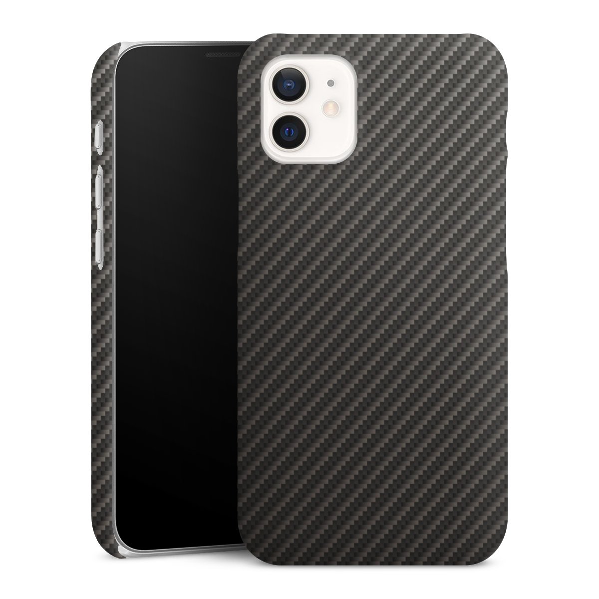 iPhone 12 mini Handy Premium Case Smartphone Handyhülle Schutzhülle matt Metallic Look Carbon Muster Premium Case