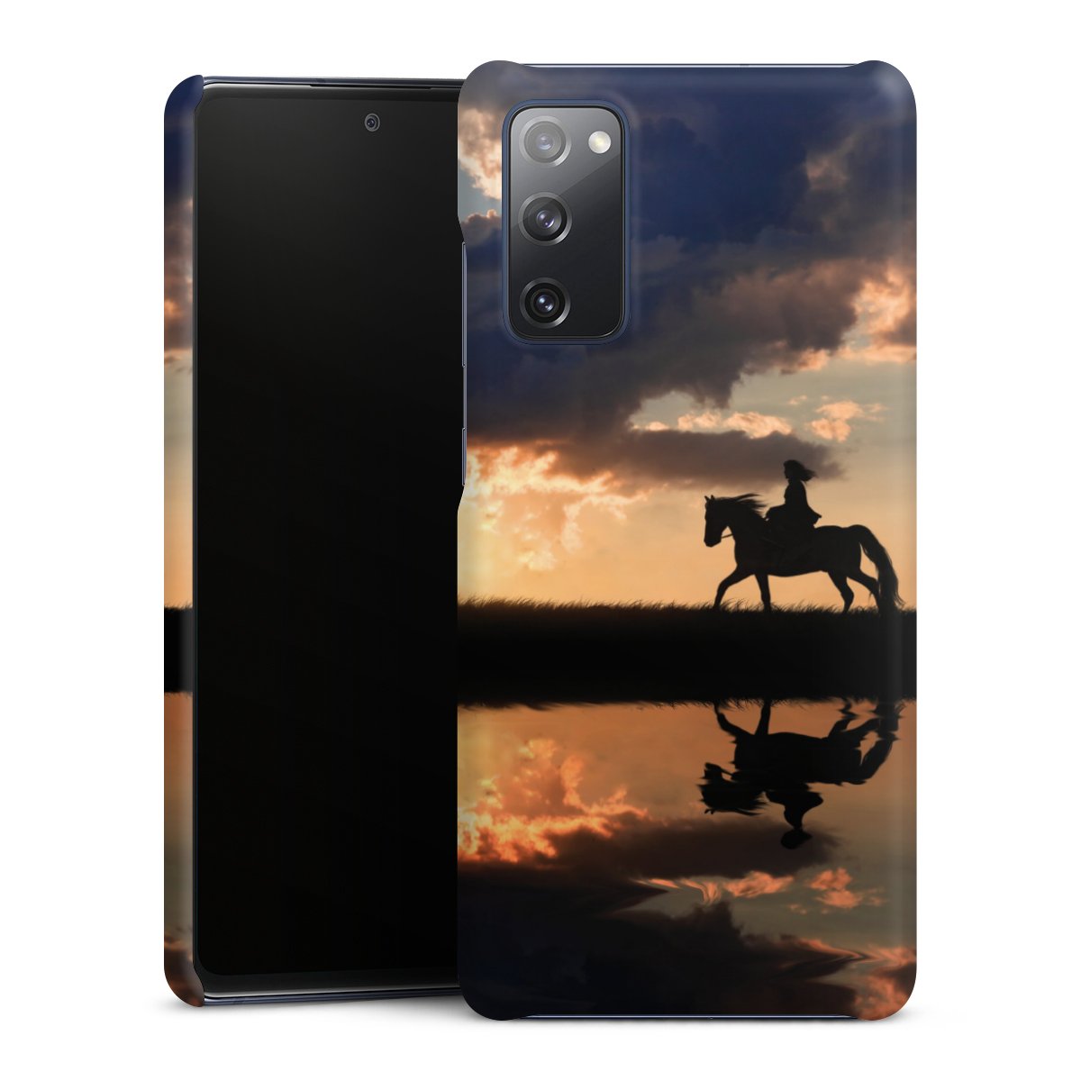 Galaxy S20 FE Handy Premium Case Smartphone Handyhülle Schutzhülle matt Horse Sunset Horseback Riding Premium Case