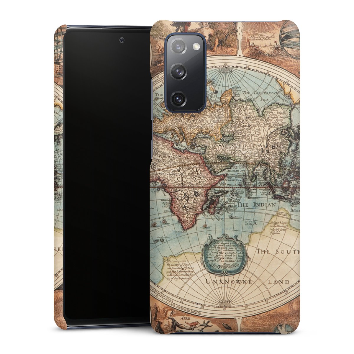 Galaxy S20 FE Handy Premium Case Smartphone Handyhülle Schutzhülle matt World Map Vintage Map Premium Case