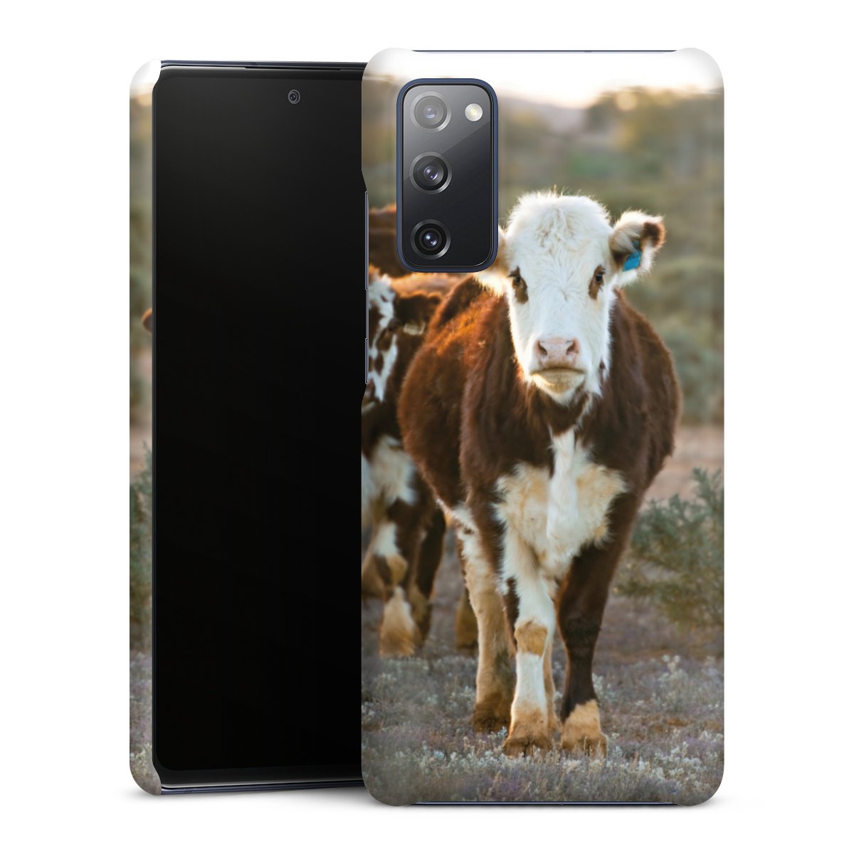 Galaxy S20 FE Handy Premium Case Smartphone Handyhülle Schutzhülle matt Cow Farmer Calf Premium Case