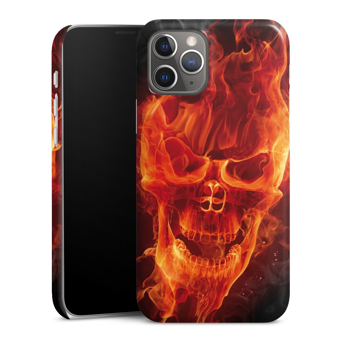 iPhone 12 Pro Handy Premium Case Smartphone Handyhülle Schutzhülle glänzend Totenkopf Skull Fire Premium Case