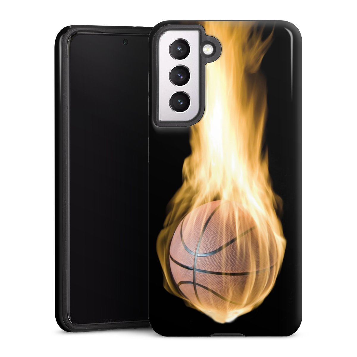 Galaxy S21 5G Handy Panzer Handyhülle robuste Outdoor Hülle Schutzhülle glänzend Basketball Sports Fire Tough Case