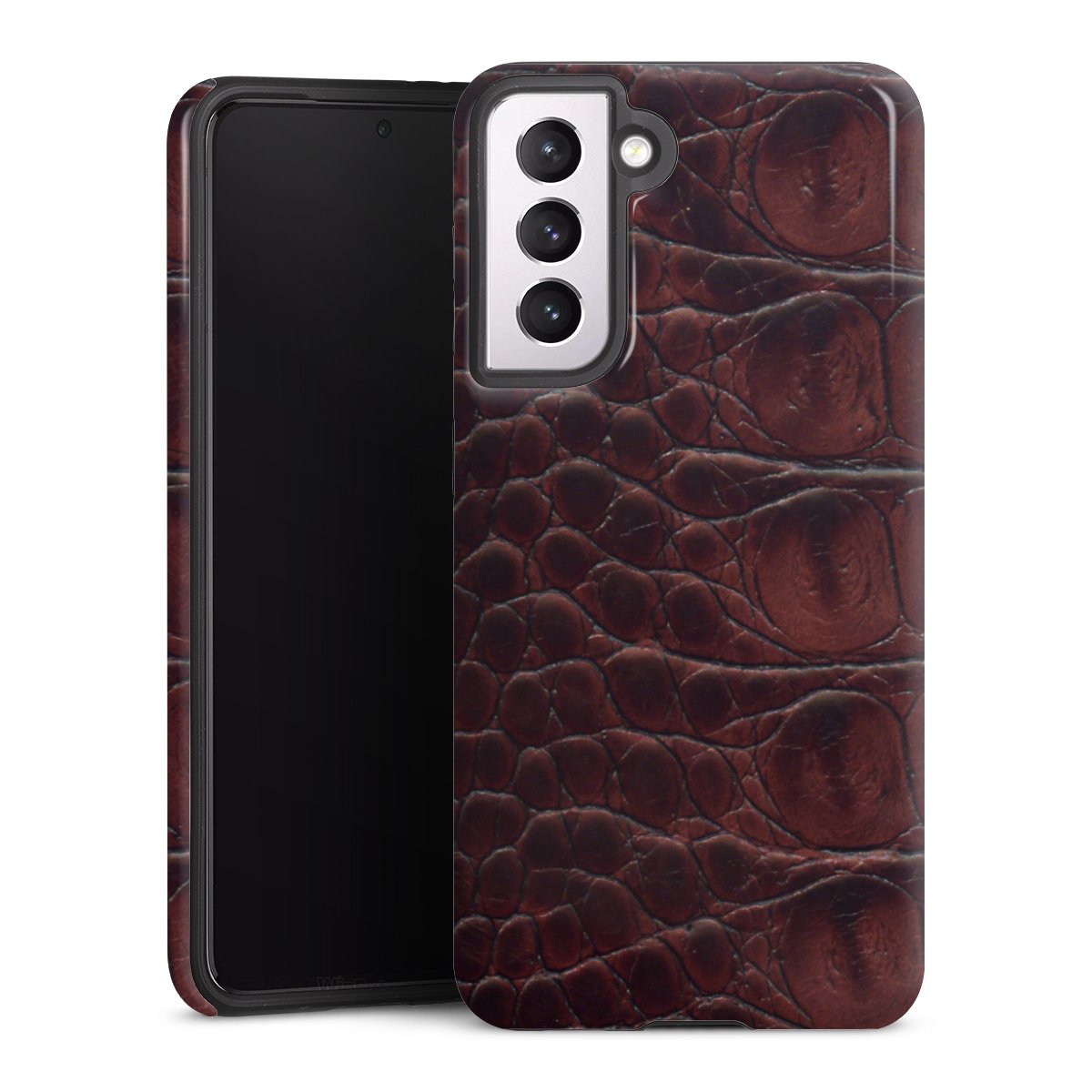 Galaxy S21 5G Handy Panzer Handyhülle robuste Outdoor Hülle Schutzhülle glänzend Crocodile Animal Print Leather Tough Case