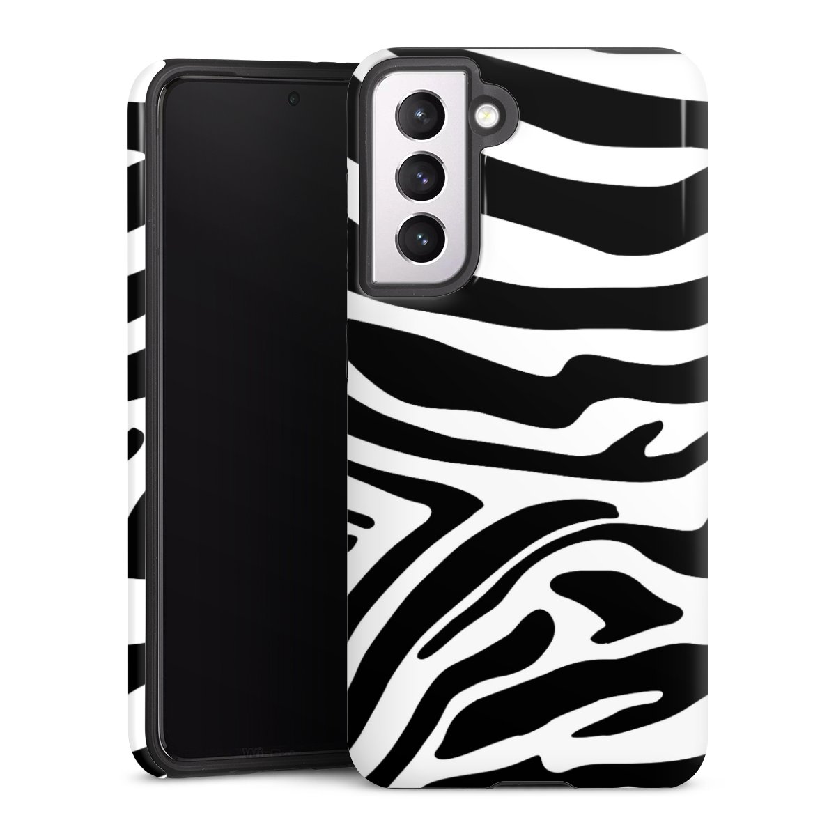 Galaxy S21 5G Handy Panzer Handyhülle robuste Outdoor Hülle Schutzhülle glänzend Zebra Animal Look Animal Print Tough Case