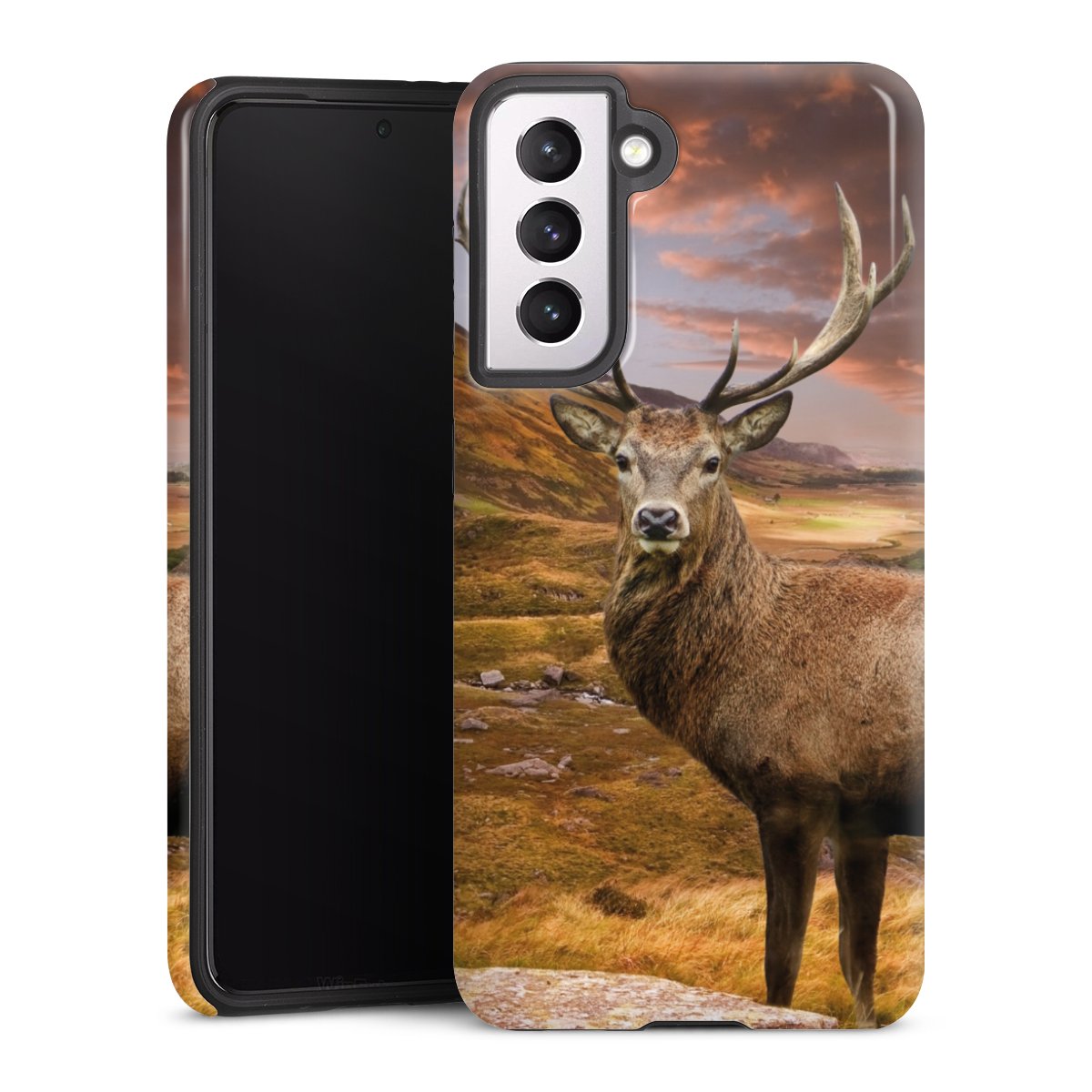 Galaxy S21 5G Handy Panzer Handyhülle robuste Outdoor Hülle Schutzhülle glänzend Meadow Mountain Deer Tough Case