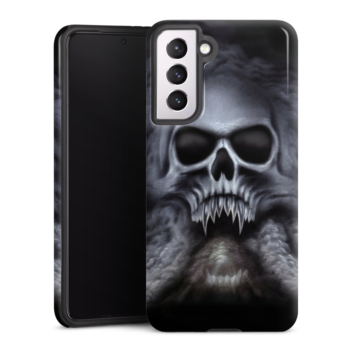 Galaxy S21 5G Handy Panzer Handyhülle robuste Outdoor Hülle Schutzhülle glänzend Totenkopf Skull Tough Case