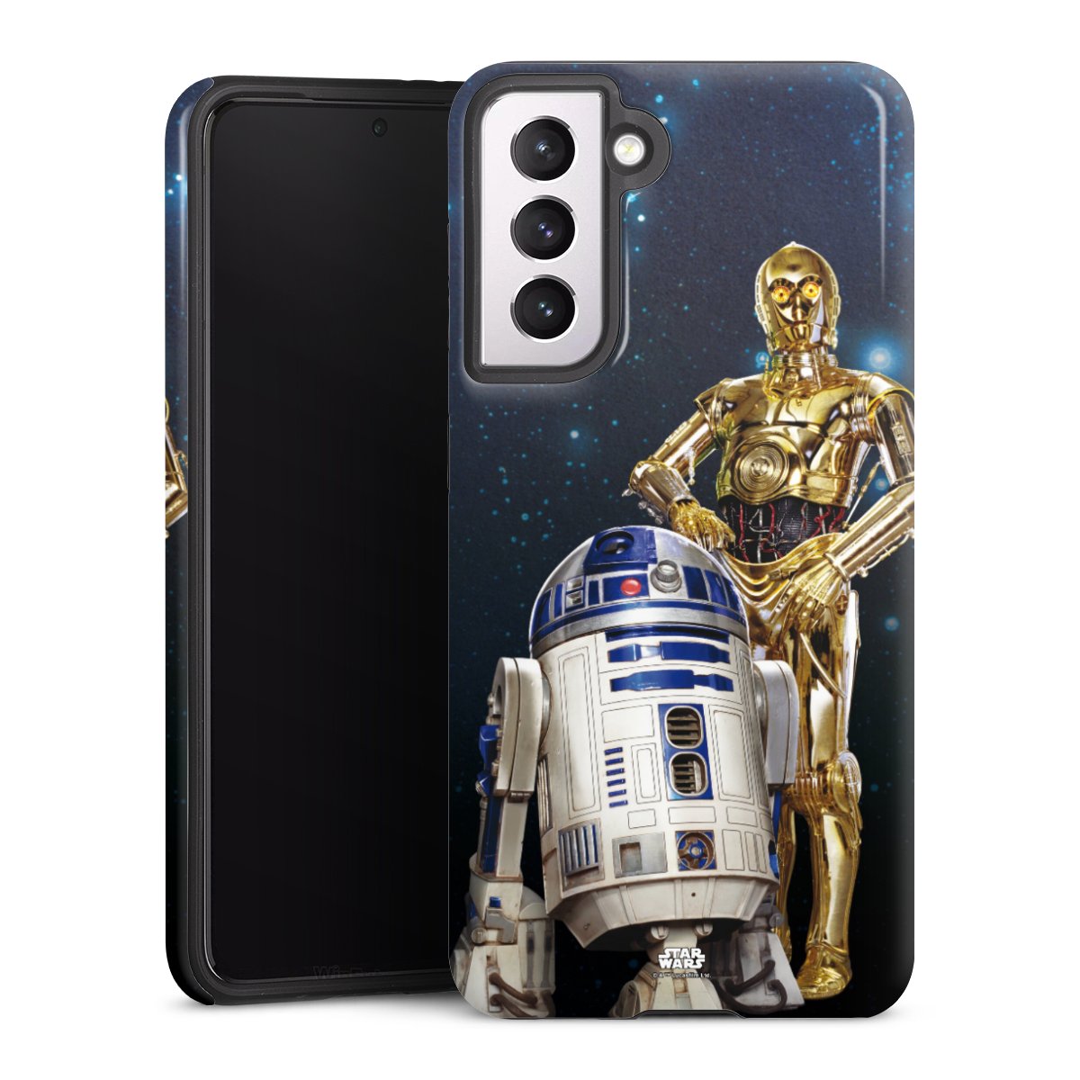 Galaxy S21 5G Handy Panzer Handyhülle robuste Outdoor Hülle Schutzhülle glänzend Weltall Star Wars R2d2 Tough Case