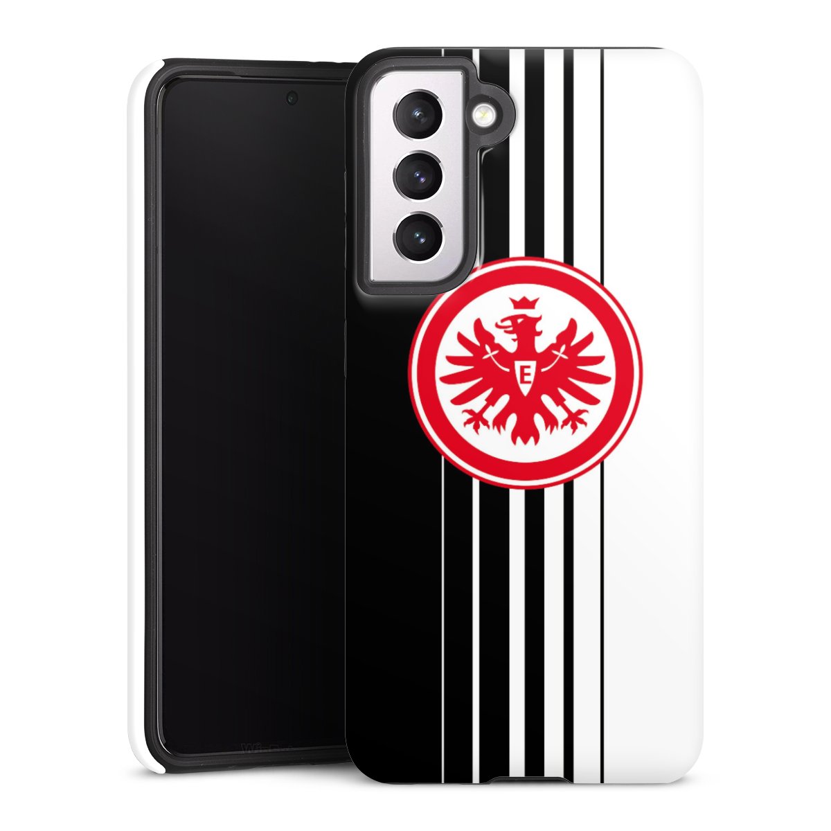 Galaxy S21 5G Handy Panzer Handyhülle robuste Outdoor Hülle Schutzhülle glänzend Stripes Eintracht Frankfurt Official Licensed Product Tough Case