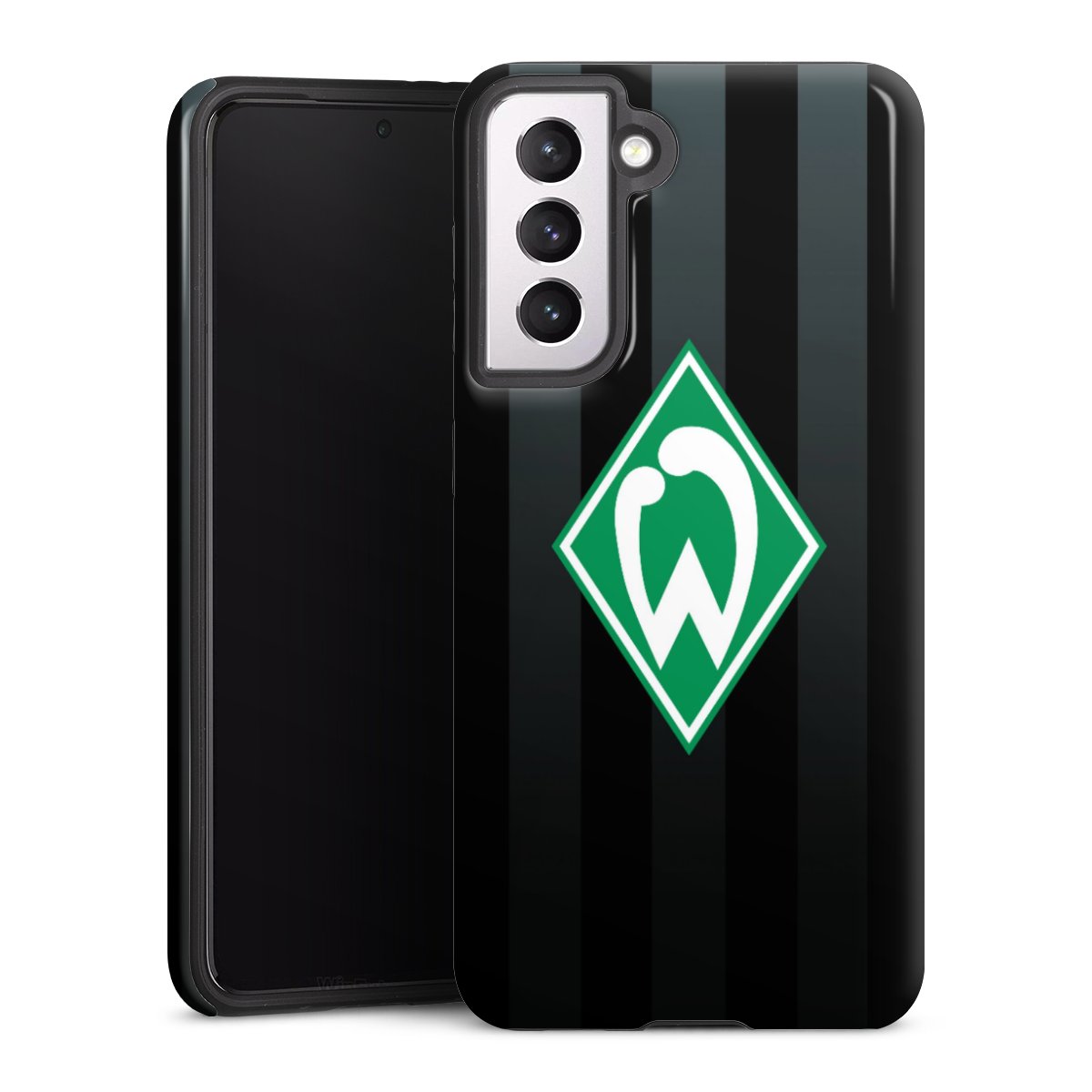 Galaxy S21 5G Handy Panzer Handyhülle robuste Outdoor Hülle Schutzhülle glänzend Stripes Sv Werder Bremen Official Licensed Product Tough Case