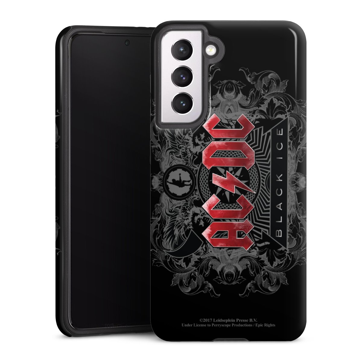 Galaxy S21 5G Handy Panzer Handyhülle robuste Outdoor Hülle Schutzhülle glänzend Merchandise Black Ice Acdc Tough Case