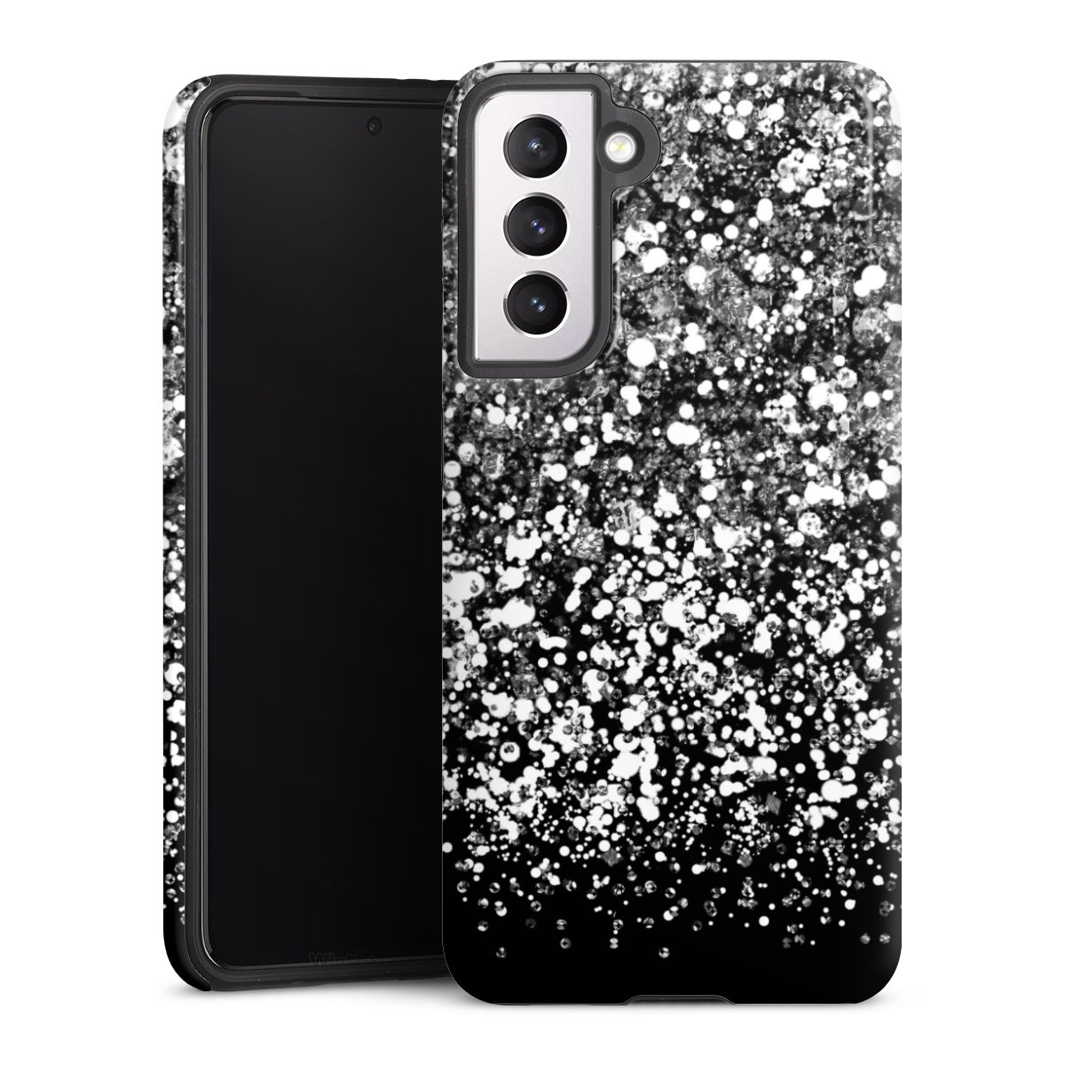 Galaxy S21 5G Handy Panzer Handyhülle robuste Outdoor Hülle Schutzhülle glänzend Glitzer Snowflake Muster Tough Case