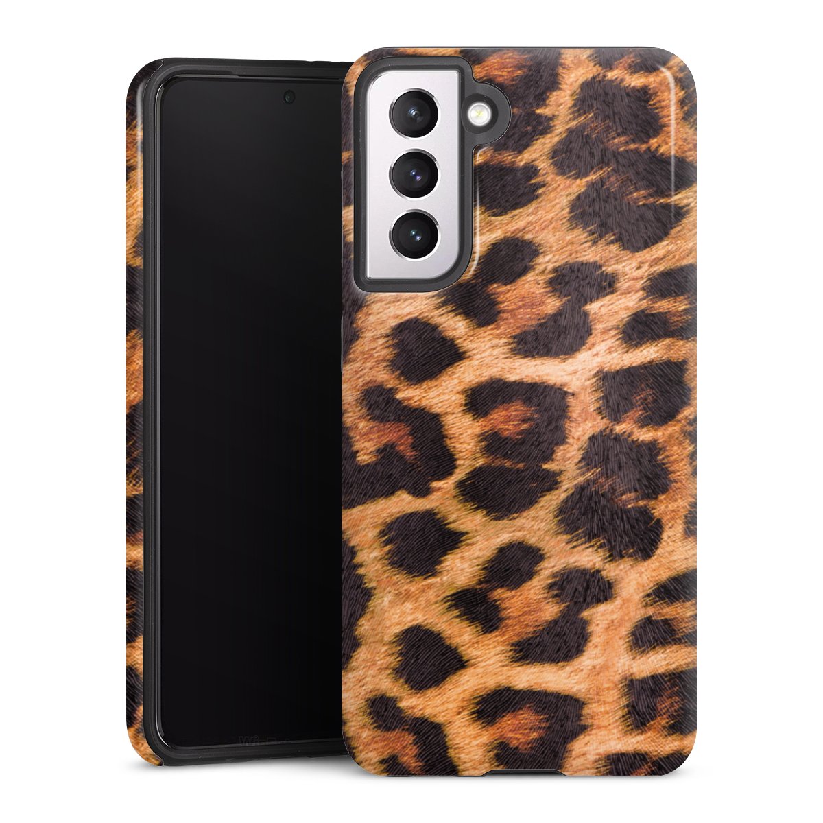 Galaxy S21 5G Handy Panzer Handyhülle robuste Outdoor Hülle Schutzhülle glänzend Animal Print Leopard Fur Tough Case