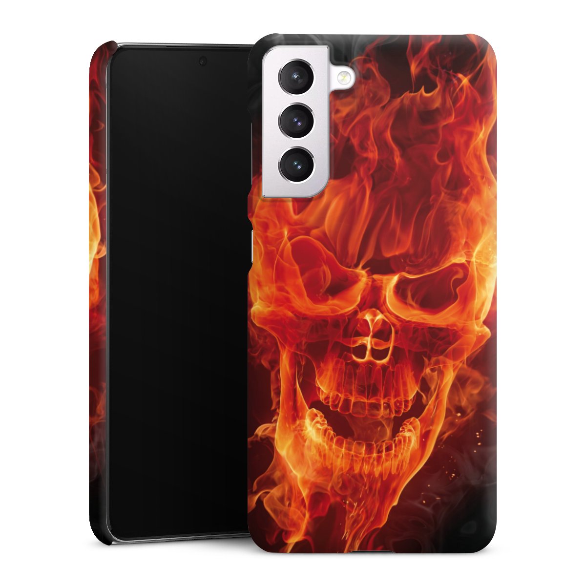 Galaxy S21 5G Handy Premium Case Smartphone Handyhülle Schutzhülle matt Totenkopf Skull Fire Premium Case