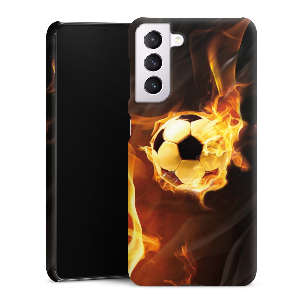 Galaxy S21 5G Handy Premium Case Smartphone Handyhülle Schutzhülle matt Ball Fire Soccer Premium Case