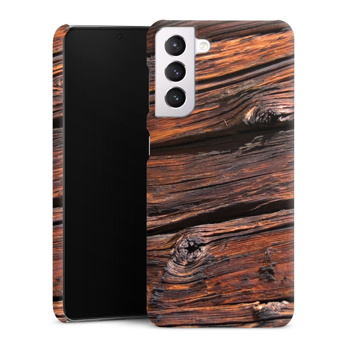 Galaxy S21 5G Handy Premium Case Smartphone Handyhülle Schutzhülle matt Beams Wooden Look Wood Premium Case