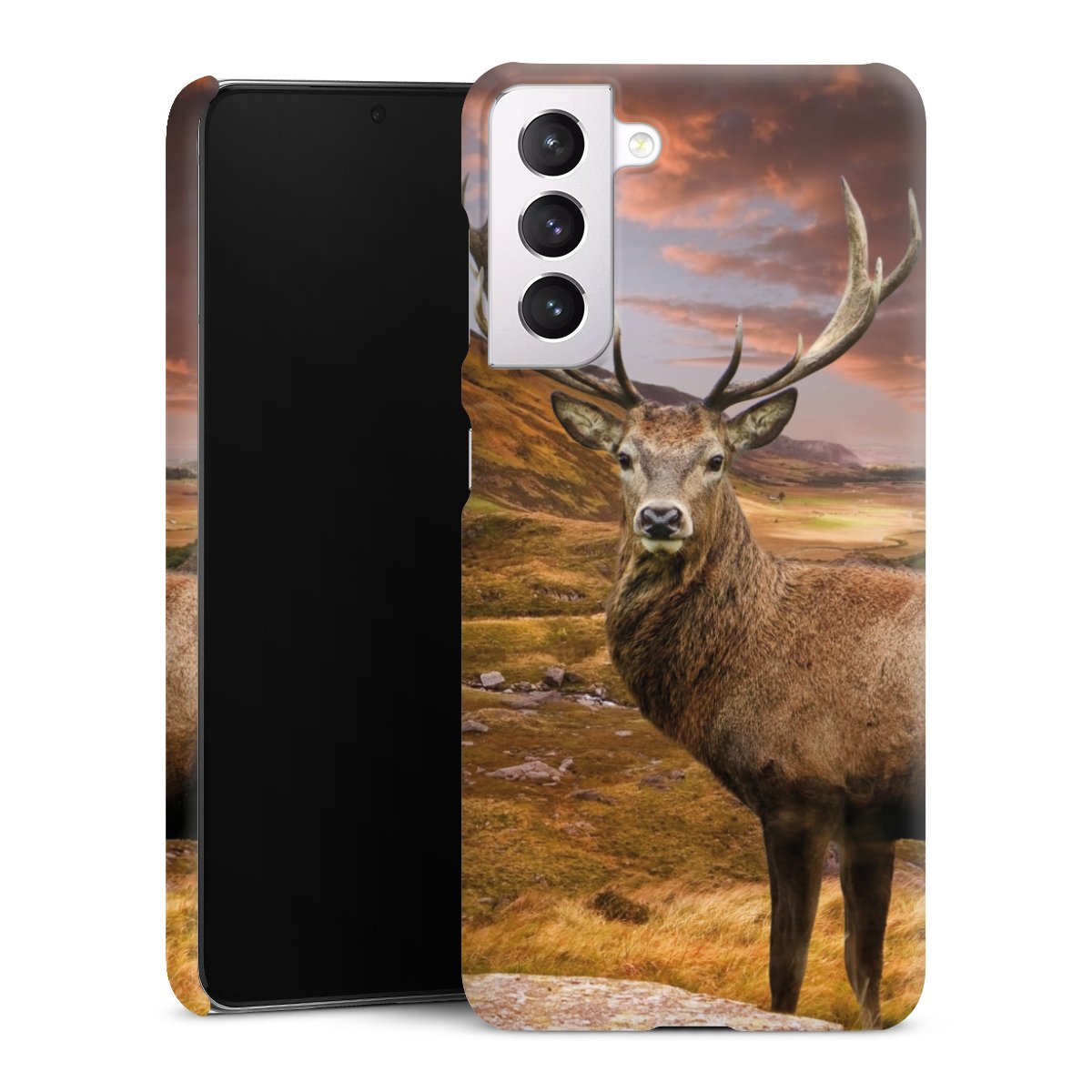 Galaxy S21 5G Handy Premium Case Smartphone Handyhülle Schutzhülle matt Meadow Mountain Deer Premium Case