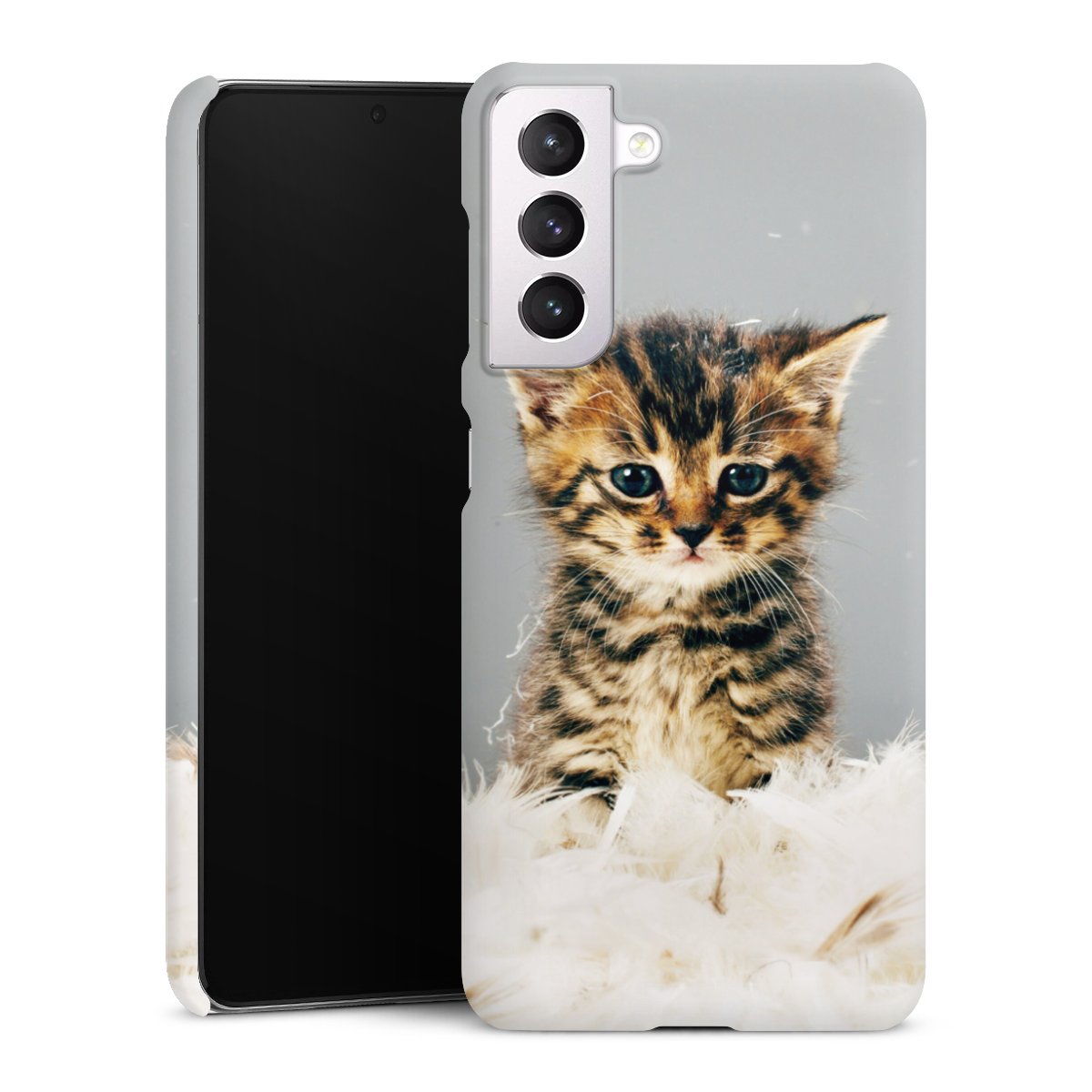 Galaxy S21 5G Handy Premium Case Smartphone Handyhülle Schutzhülle matt Cat Feather Pet Premium Case