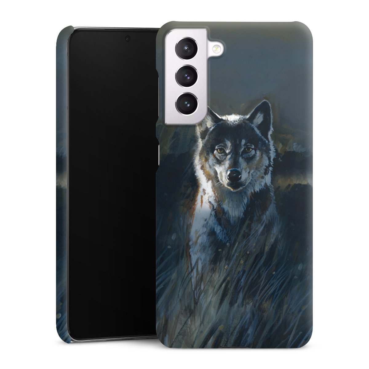 Galaxy S21 5G Handy Premium Case Smartphone Handyhülle Schutzhülle matt Nature Wolf Painting Premium Case