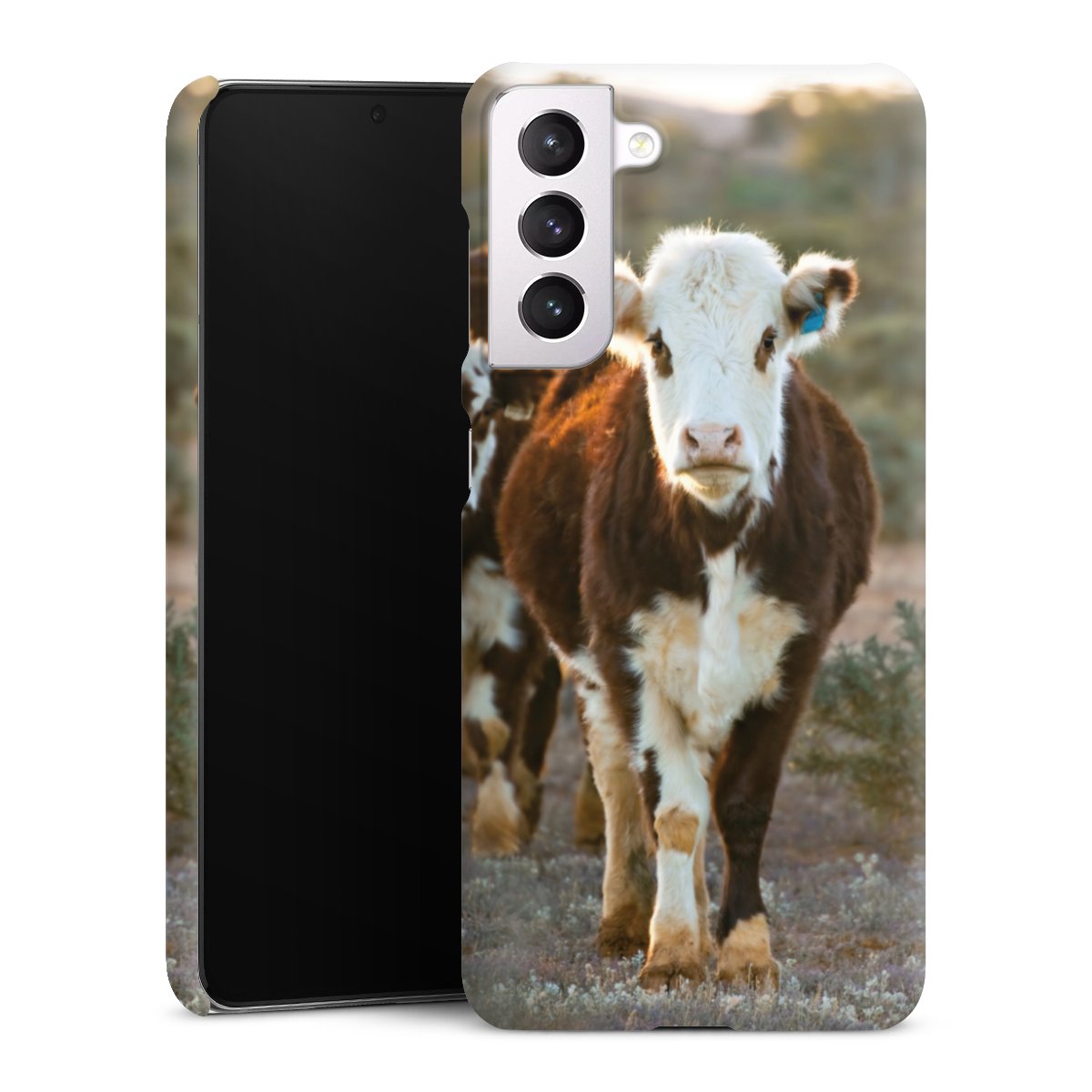 Galaxy S21 5G Handy Premium Case Smartphone Handyhülle Schutzhülle matt Cow Farmer Calf Premium Case