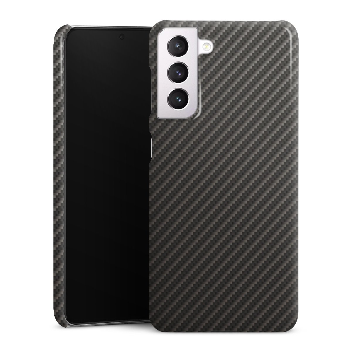 Galaxy S21 5G Handy Premium Case Smartphone Handyhülle Schutzhülle glänzend Metallic Look Carbon Muster Premium Case