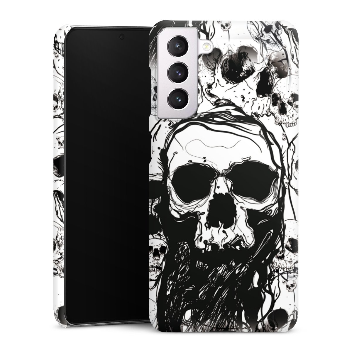 Galaxy S21 5G Handy Premium Case Smartphone Handyhülle Schutzhülle glänzend Totenkopf Halloween Premium Case