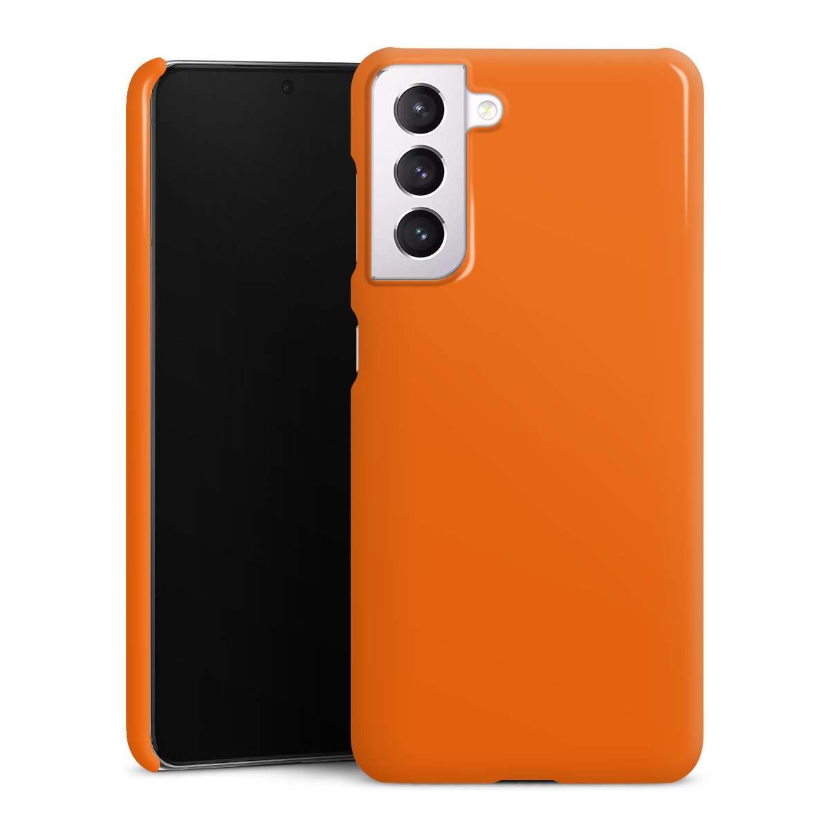 Galaxy S21 5G Handy Premium Case Smartphone Handyhülle Schutzhülle glänzend Orange Colour Unicoloured Premium Case