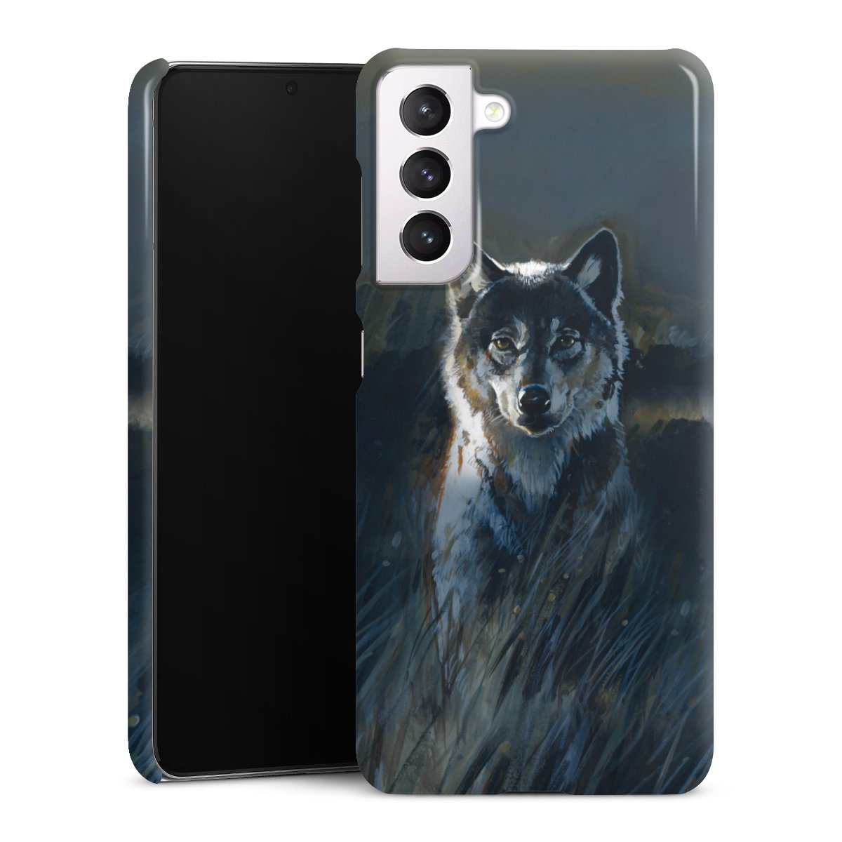 Galaxy S21 5G Handy Premium Case Smartphone Handyhülle Schutzhülle glänzend Nature Wolf Painting Premium Case