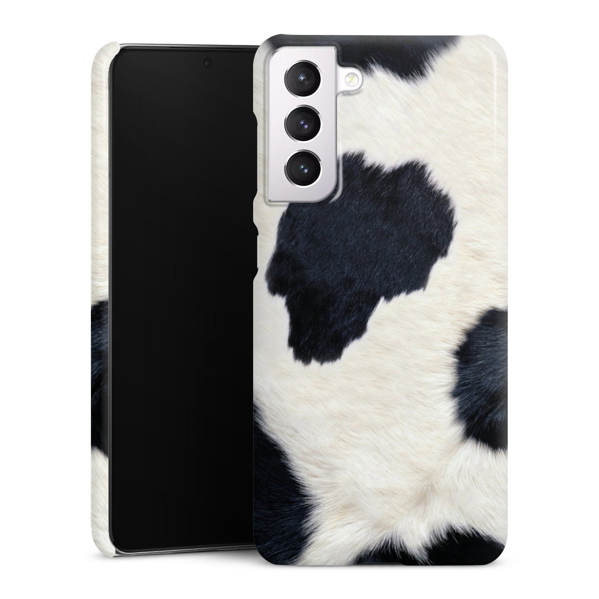 Galaxy S21 5G Handy Premium Case Smartphone Handyhülle Schutzhülle glänzend Animal Look Animal Print Cow Skin Premium Case