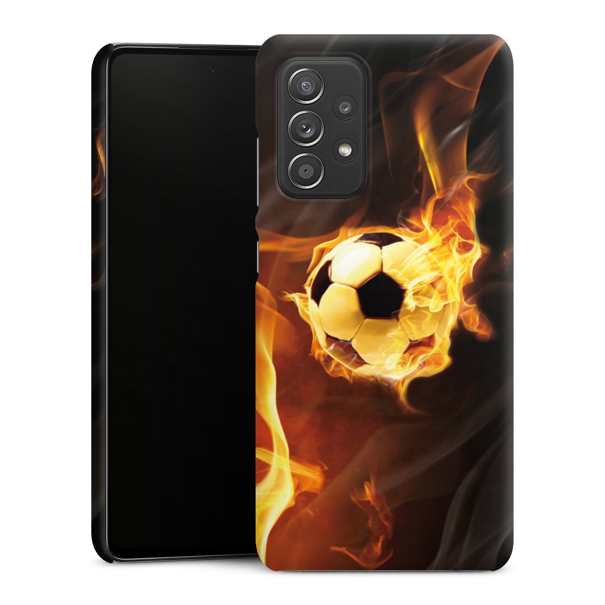 Galaxy A52s 5G Handy Premium Case Smartphone Handyhülle Schutzhülle matt Ball Fire Soccer Premium Case