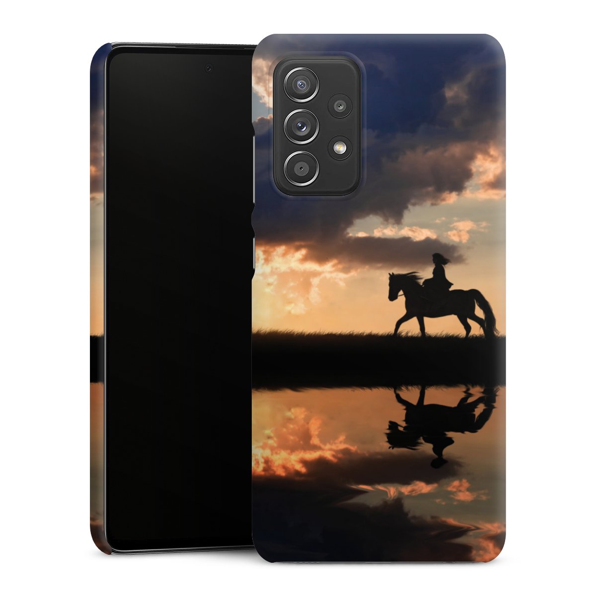 Galaxy A52s 5G Handy Premium Case Smartphone Handyhülle Schutzhülle matt Horse Sunset Horseback Riding Premium Case